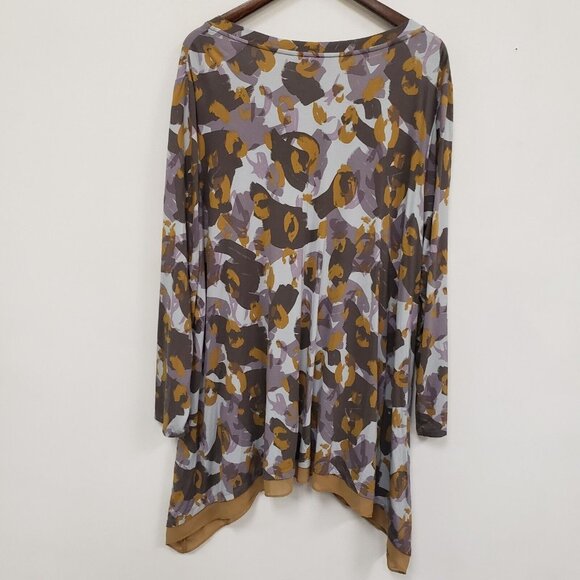 Logo Lori Goldstein Womens Artsy Asymmetric Button Up Tunic Top Size 3X Abstract - Picture 2 of 8